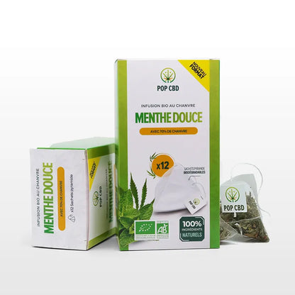 Sachets pyramides Infusion CBD "Menthe douce" CBD bio 70% chanvre